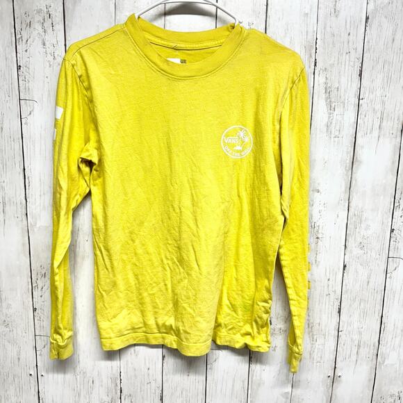 VANS Top Women Size Small Cotton Crewneck Graphic Long Sleeve Yellow Graphic - Picture 1 of 4